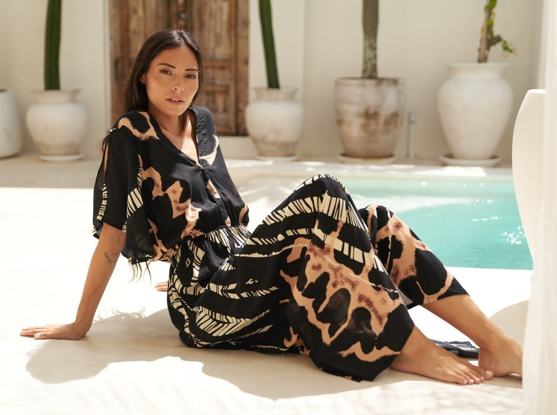 Vestito rayon lungo leggero Mirka - giallo - Bijondo