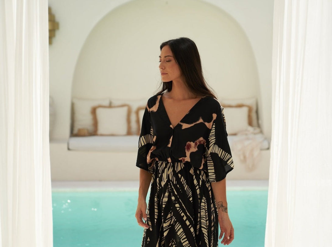 Vestito rayon lungo leggero Mirka - giallo - Bijondo