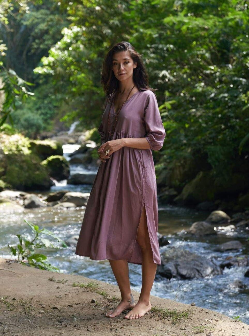 Vestito rayon midi over Matilda - celeste - Bijondo