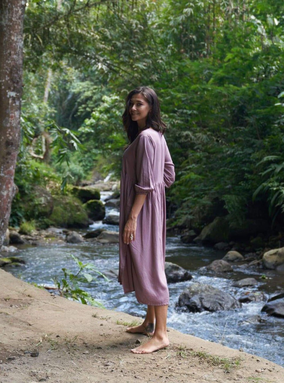 Vestito rayon midi over Matilda - celeste - Bijondo