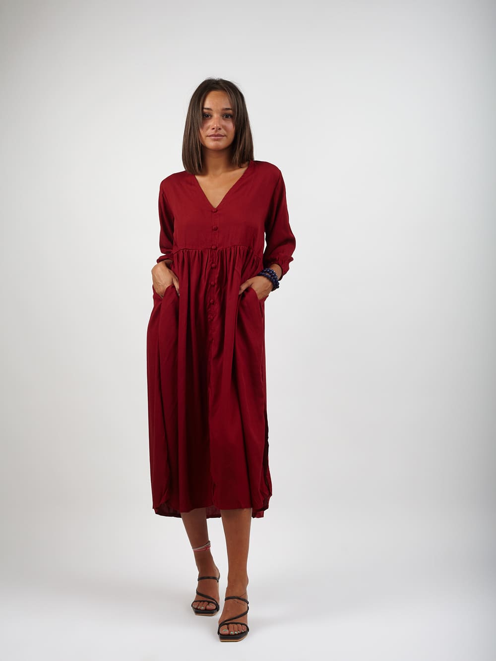 Vestito rayon midi over Matilda - bordeaux - Bijondo