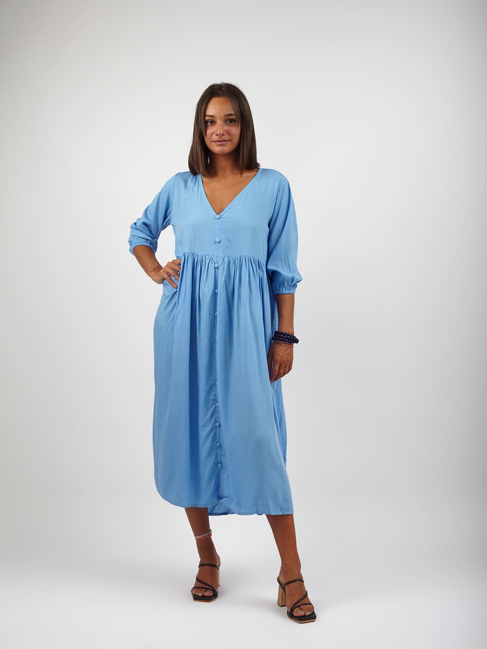 Vestito rayon midi over Matilda - celeste - Bijondo