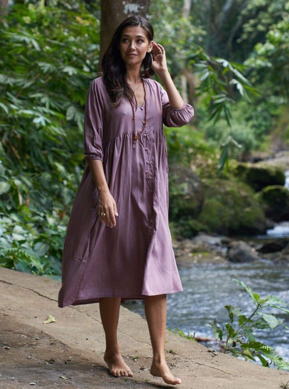 Vestito rayon midi over Matilda - bordeaux - Bijondo