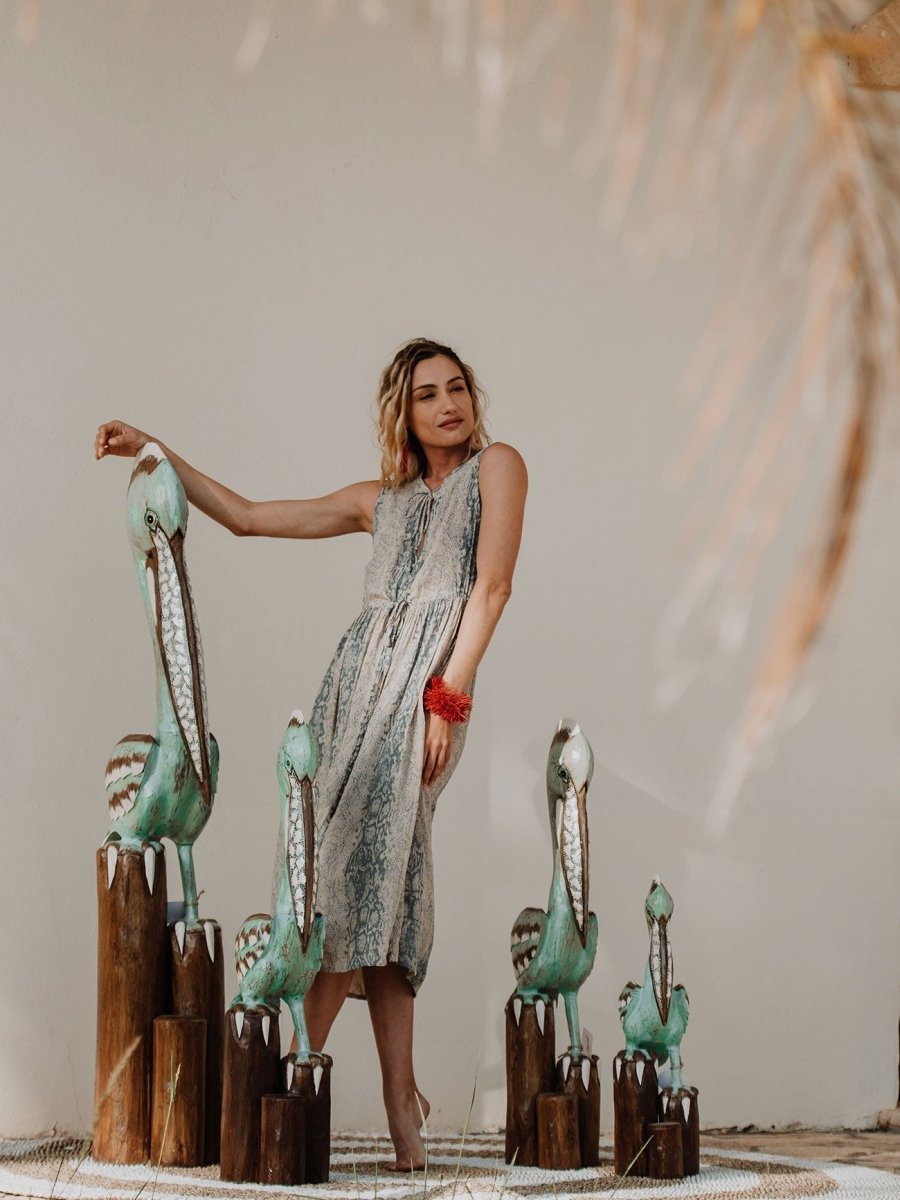 Vestito scamiciato midi stile impero Lily - marrone - Bijondo