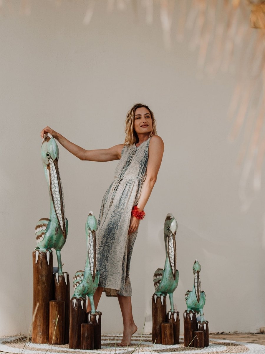 Vestito scamiciato midi stile impero Lily - marrone - Bijondo