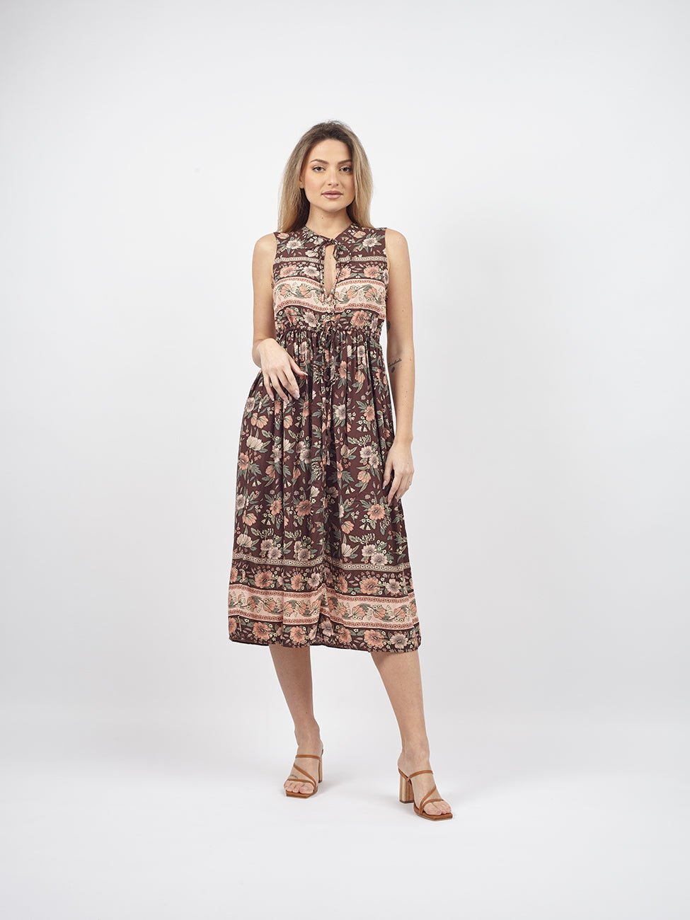 Vestito scamiciato midi stile impero Lily - pitonato - Bijondo