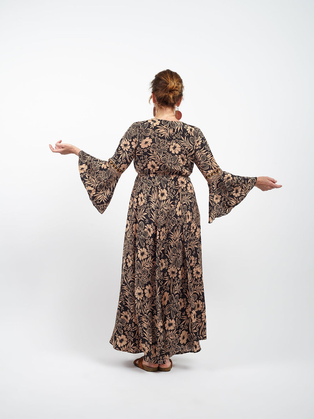 Vestito scollo V manica lunga stile impero Flora-nero-S-M-Bijondo