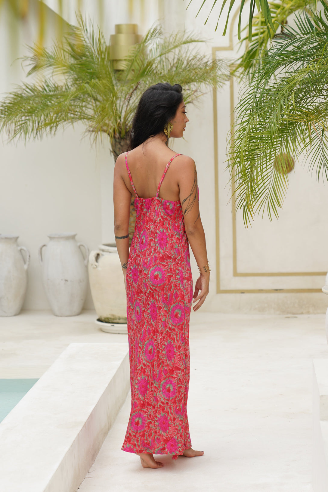 Vestito slip dress seta Zelida-arancione-Bijondo