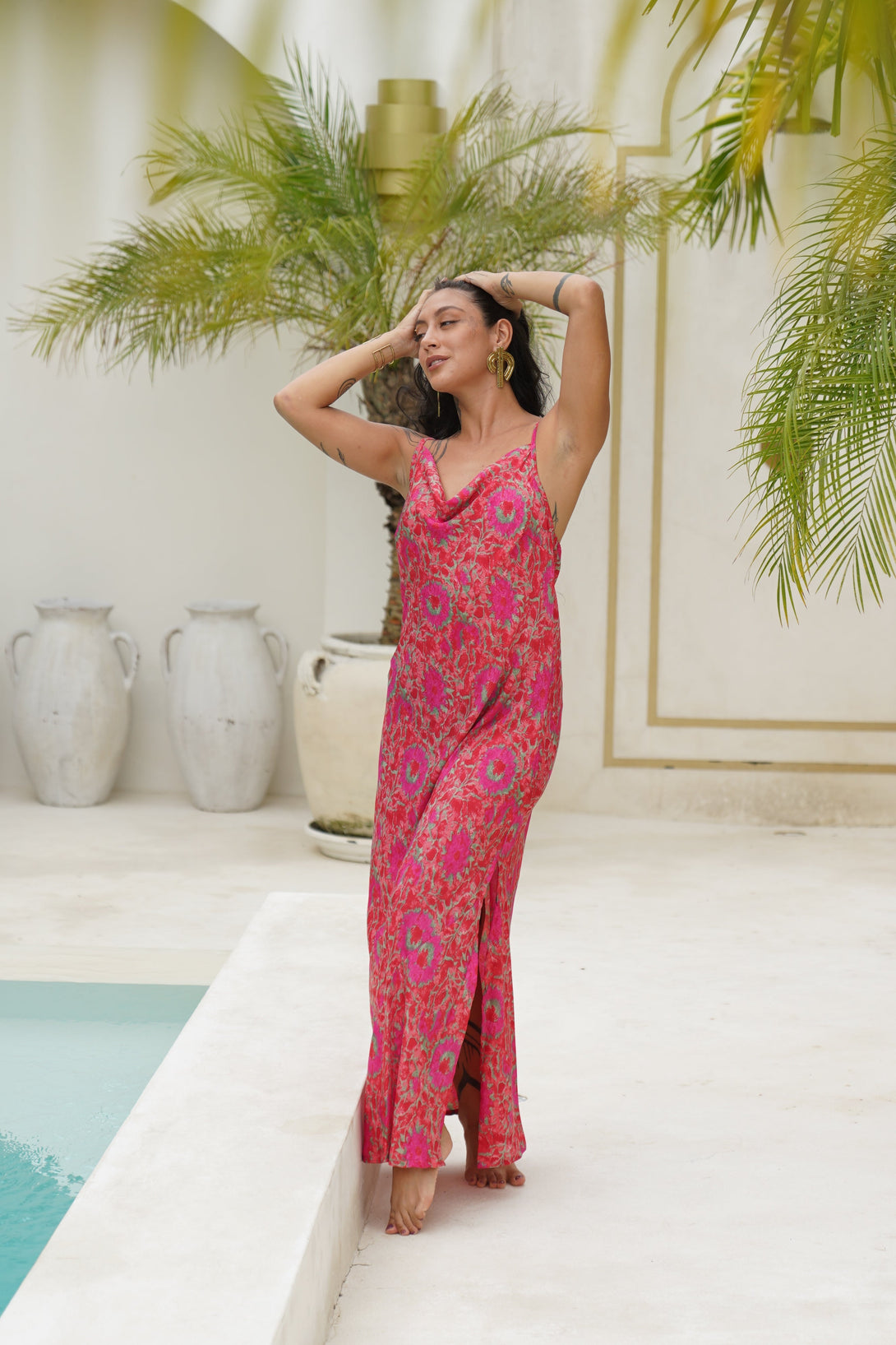 Vestito slip dress seta Zelida-arancione-Bijondo