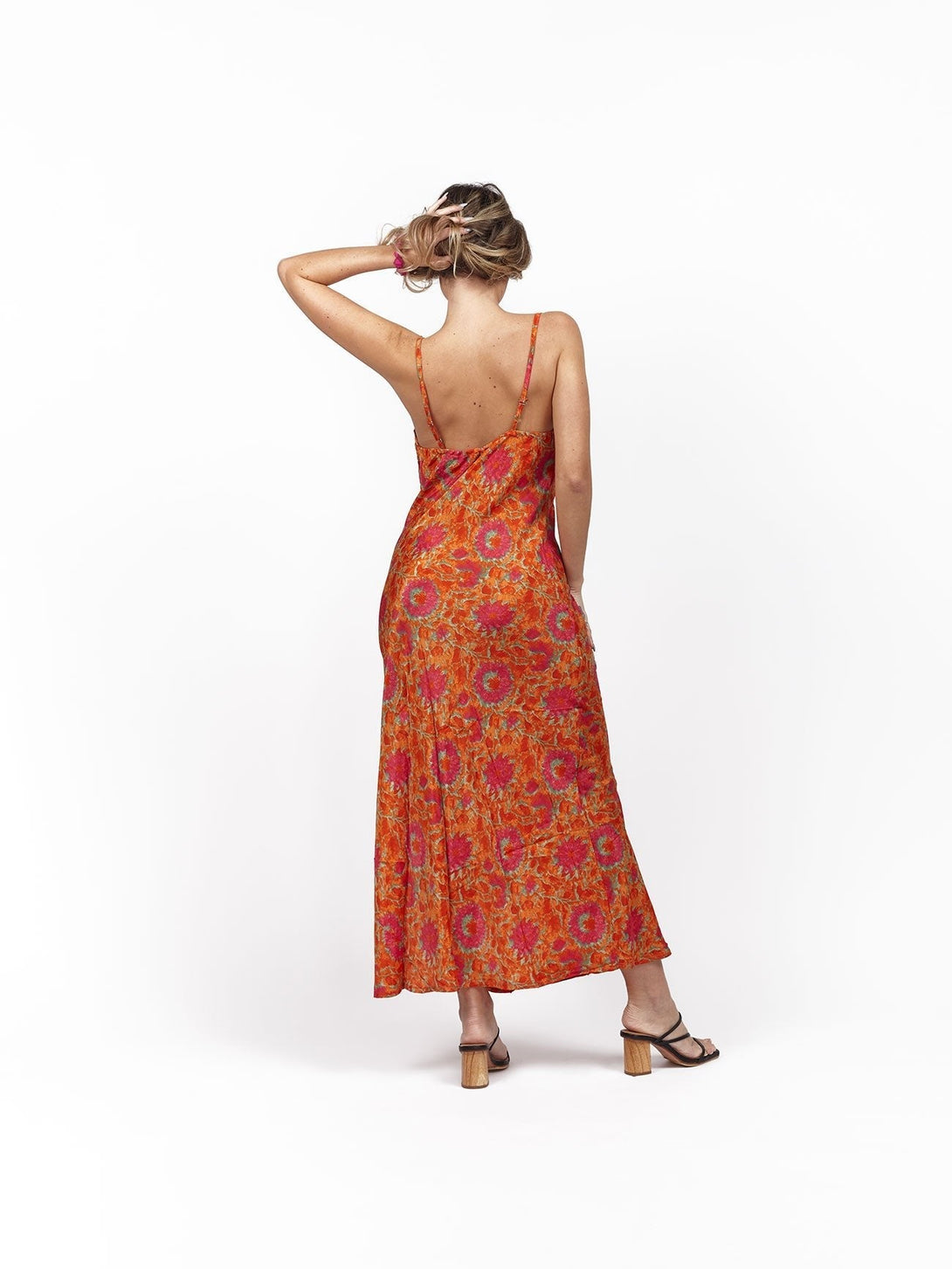 Vestito slip dress seta Zelida - arancione - Bijondo