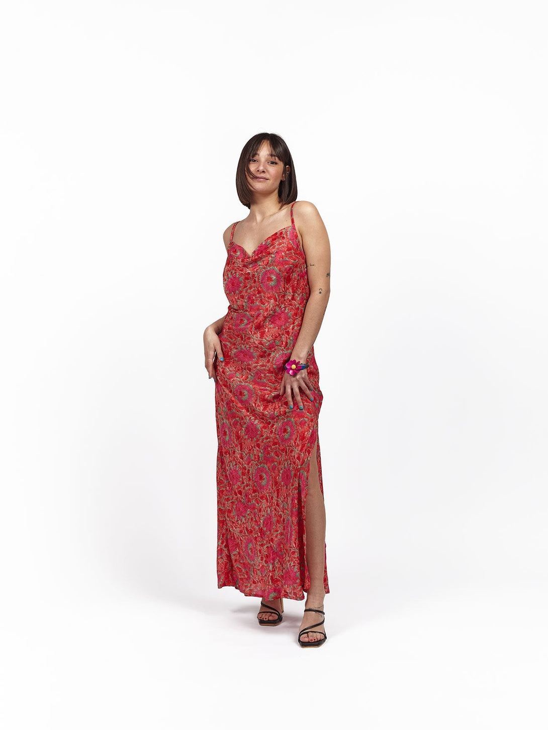 Vestito slip dress seta Zelida - rosso - Bijondo