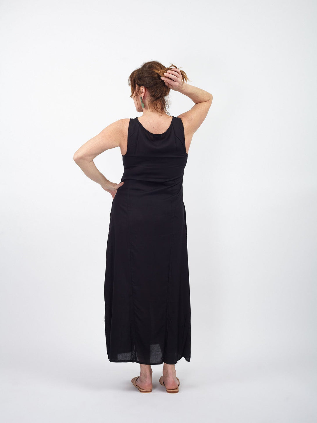 Vestito smanicato dettaglio centrale Manon-nero-Bijondo