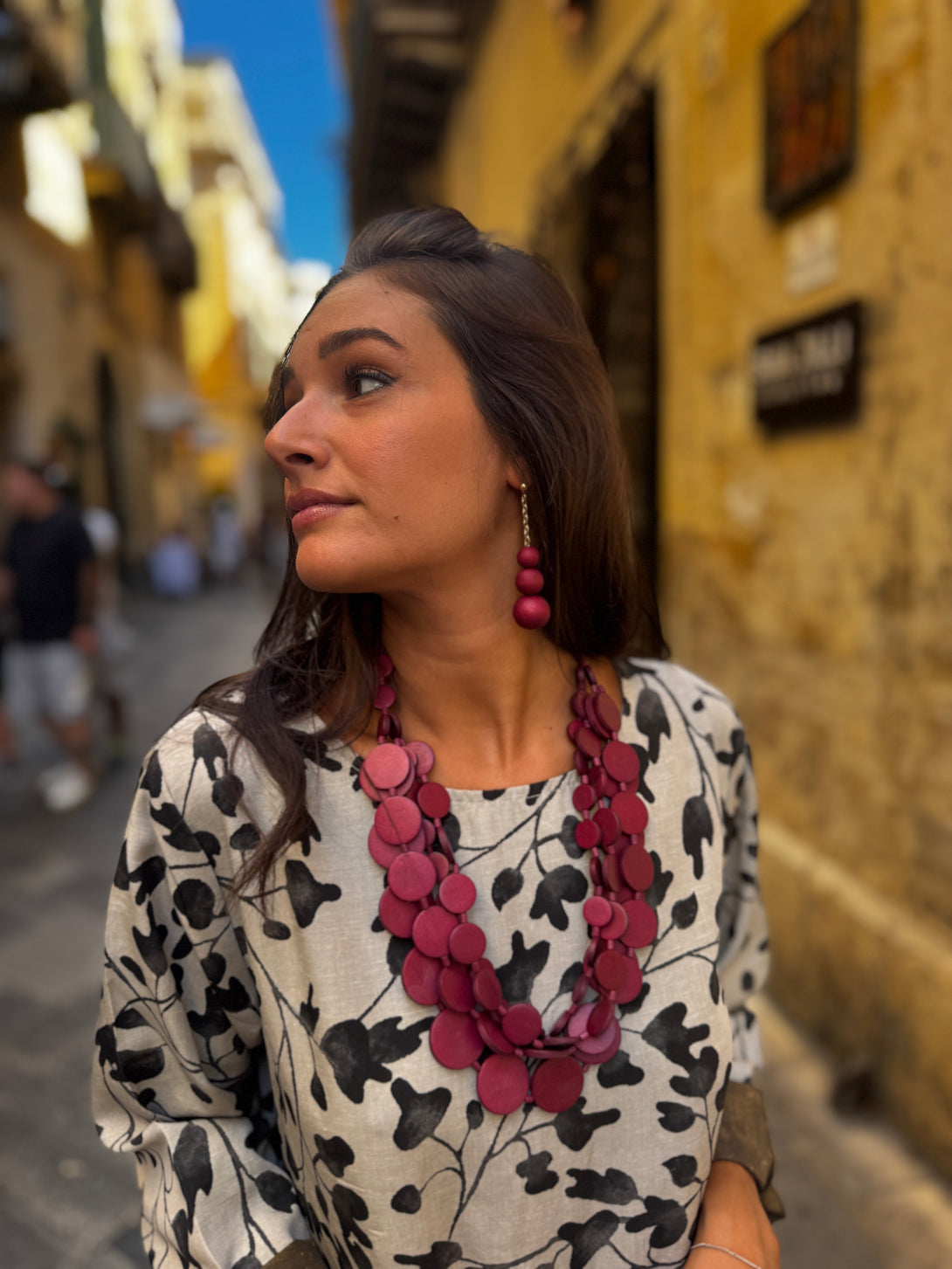 Vestito stampa floreale con pieghe in vita Laoise-vestito-Bijondo-Bijondo