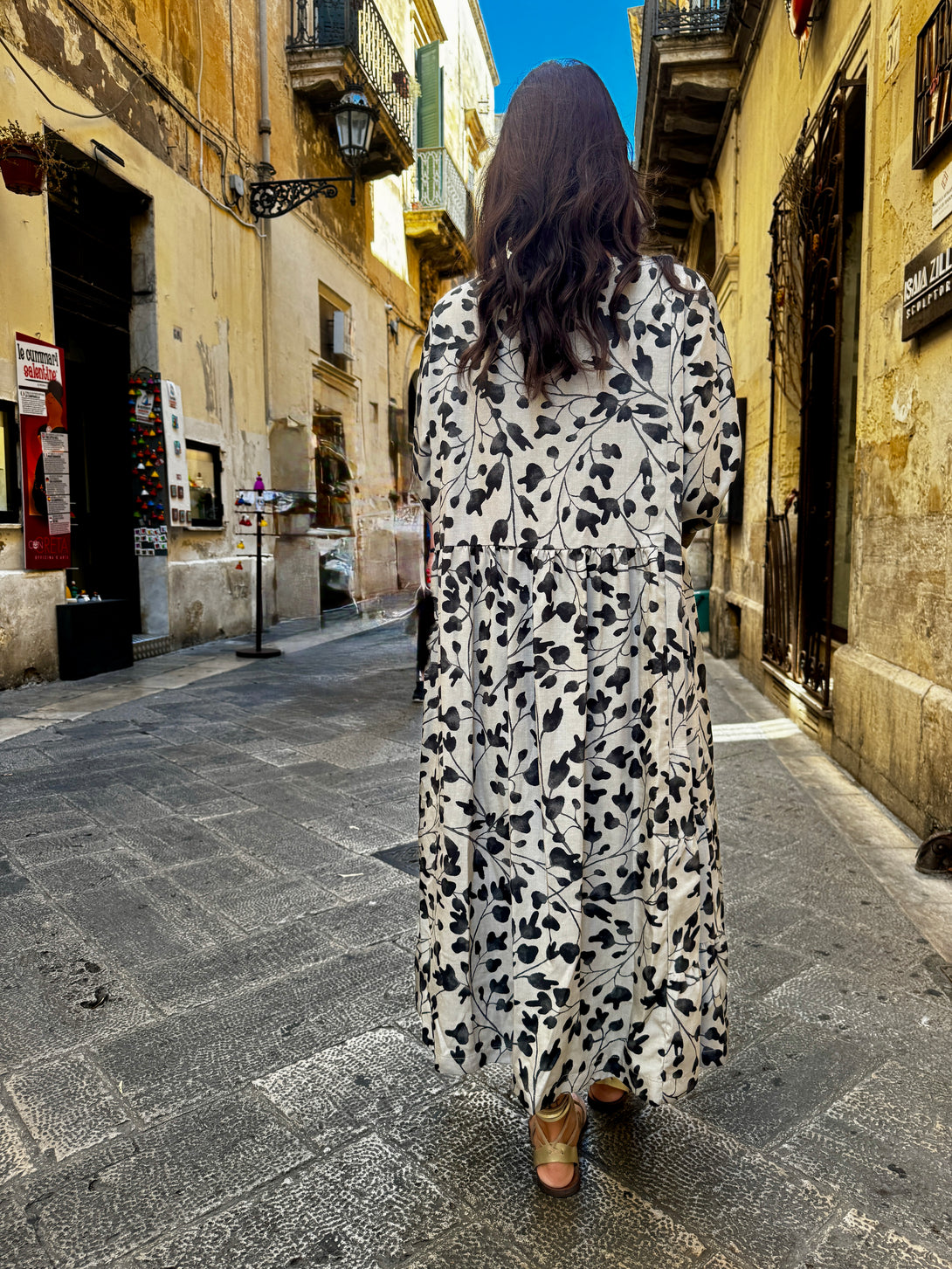 Vestito stampa floreale con pieghe in vita Laoise-vestito-Bijondo-Bijondo