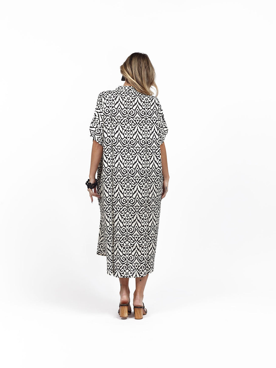 Vestito tunica midi viscosa Zafira - nero - Bijondo