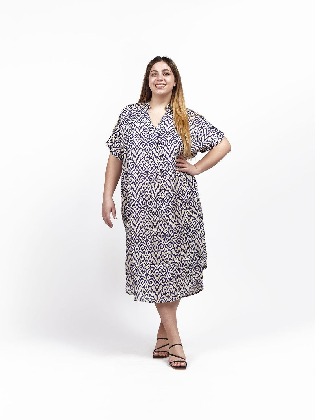 Vestito tunica midi viscosa Zafira - viola - Bijondo