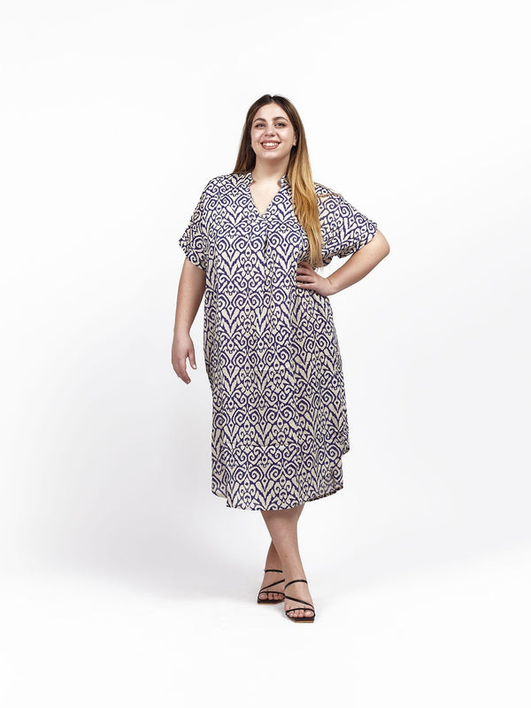 Vestito tunica midi viscosa Zafira - viola - Bijondo