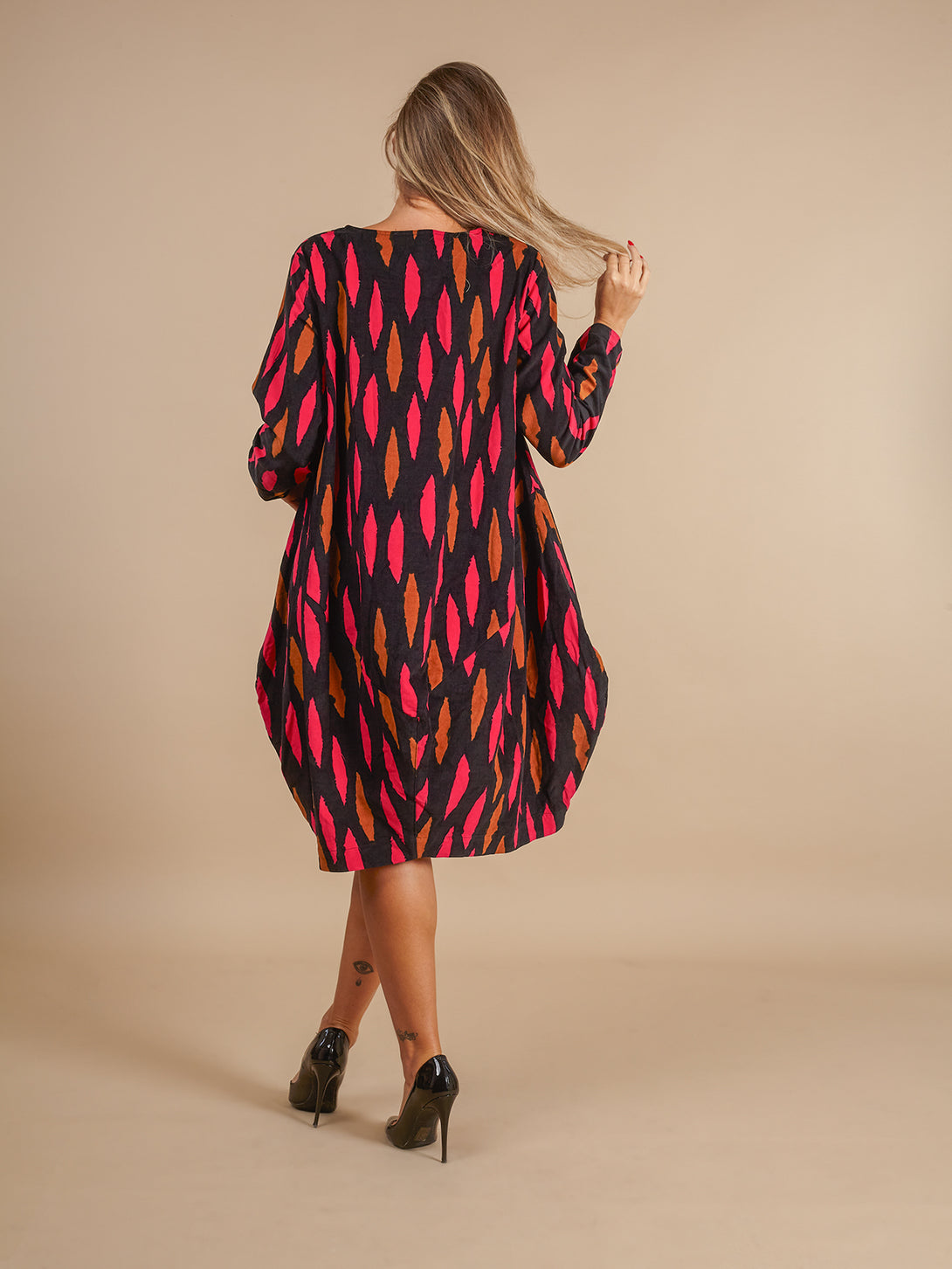 Vestito velluto cotone oversize fantasia Prisca-Vestito-Bijondo-Bijondo