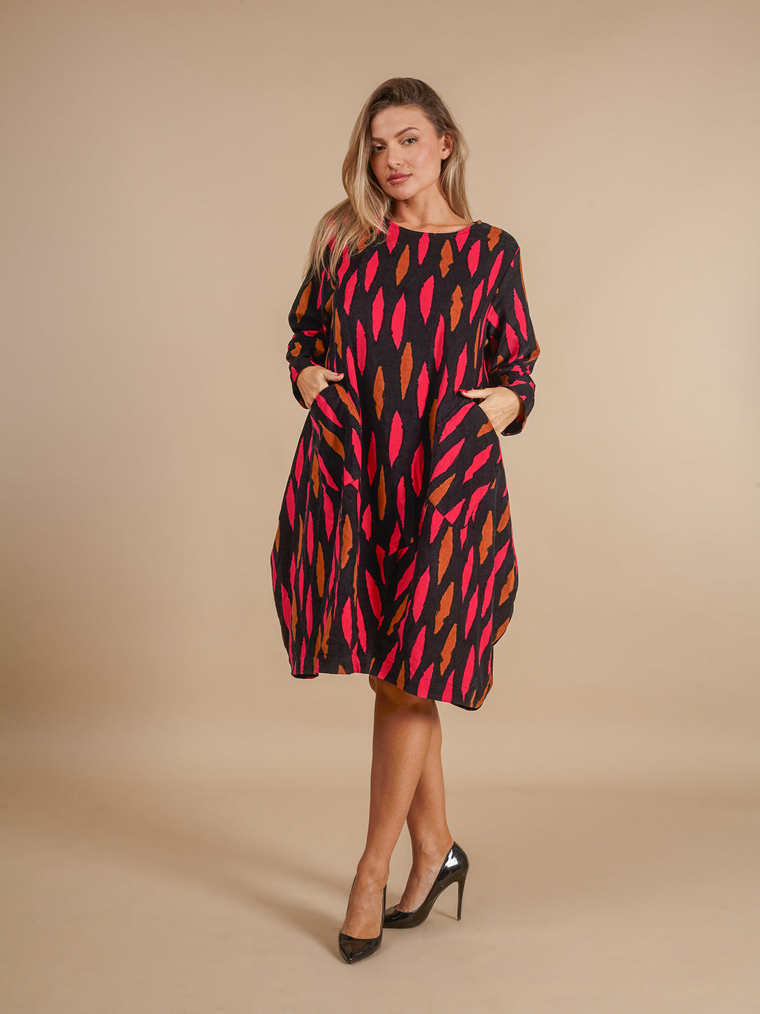 Vestito velluto cotone oversize fantasia Prisca-Vestito-Bijondo-Bijondo