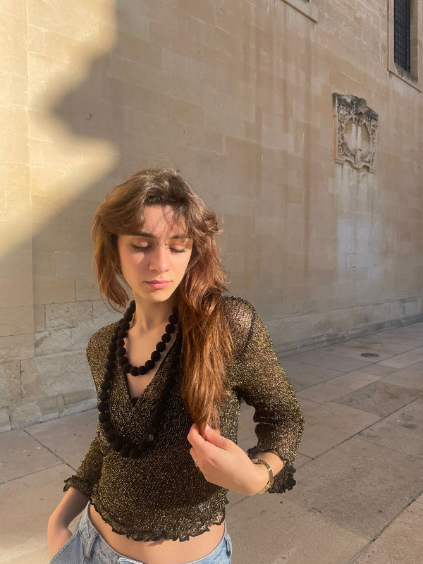 Cardigan rete corto coprispalle rayon Amelia metallic